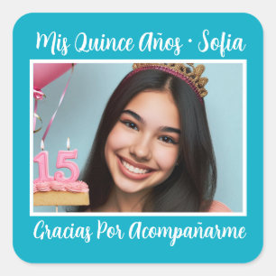 Foto Nombre Mis Quince Gracias Fyrkantigt Klistermärke