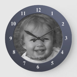 Foto och Anpassningsbar Blue Ram Stor Klocka