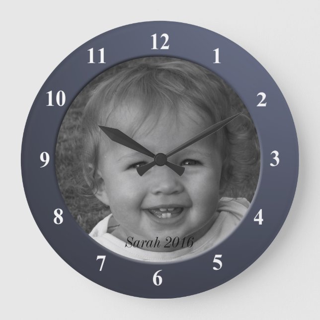 Foto och Anpassningsbar Blue Ram Stor Klocka (Framsida)