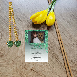 Foto och fallande Grönt Glitter Sweet sixteen Inbjudningar
