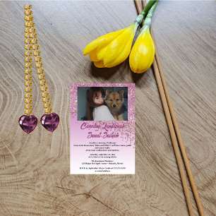 Foto och fallande Ro Guld Glitter Sweet sixteen Inbjudningar