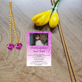 Foto och fallande Rosa Glitter Sweet sixteen Inbjudningar