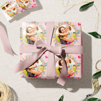 Foto och färgstark Abstrakt Art Rosa Heart Presentpapper
