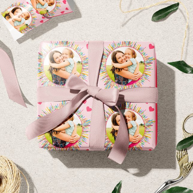 Foto och färgstark Abstrakt Art Rosa Heart Presentpapper (Skapare uppladdad)