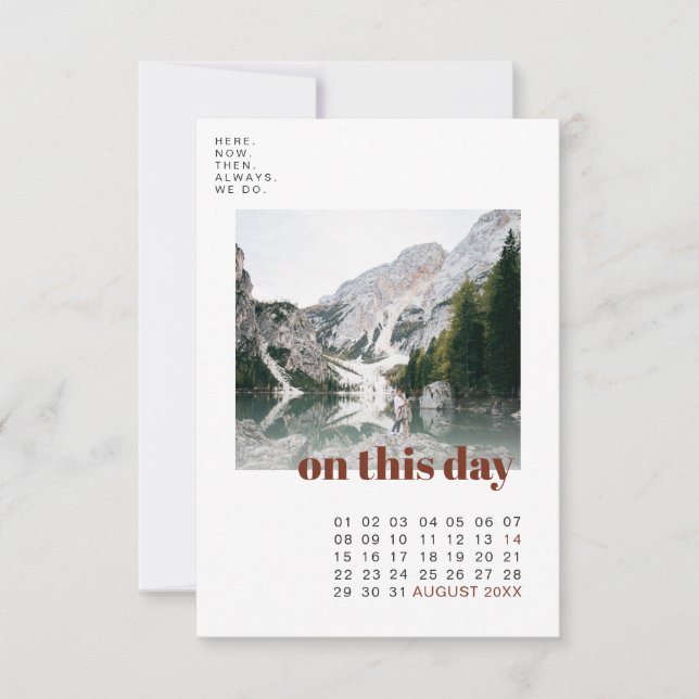 Foto och kalender | Enkel typografi Spara datum (Framsida)