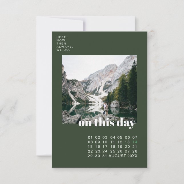 Foto och kalender | Enkel typografi Spara datum (Framsida)