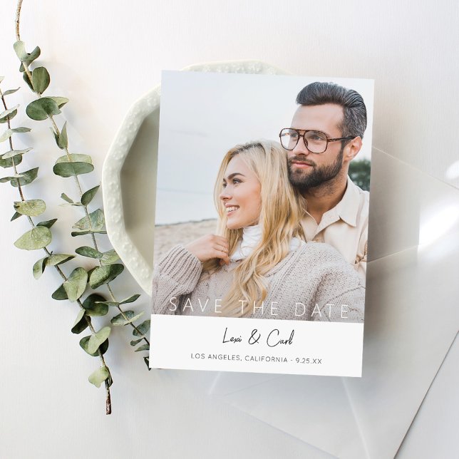 Foto och kalligrafi 5 MOD V Spara datum Inbjudningar (Skapare uppladdad)