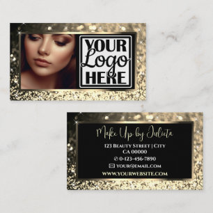 Foto- och Logotyp-mall Guld Gnistra Glitter Glam Visitkort
