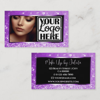Foto- och Logotyp-mall Lilac Gnistra Glitter Glam Visitkort