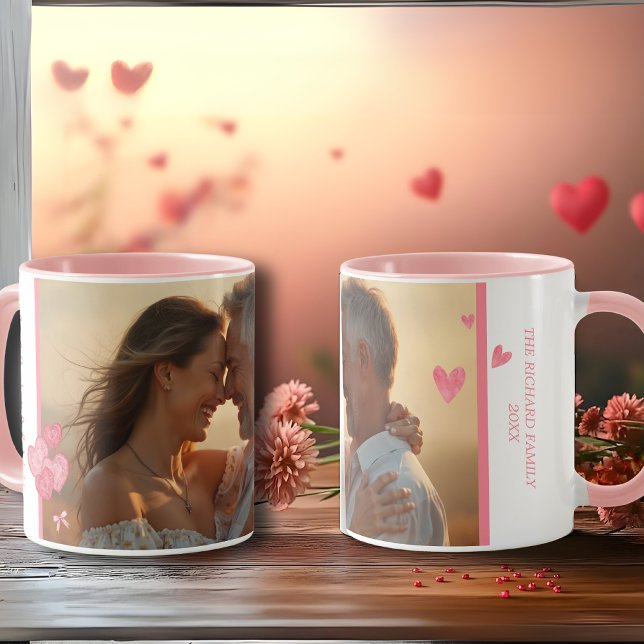 Foto och meddelande med vattenfärg i mjuk Färg Mugg (Watercolor Photo and Message in Soft Colors Mug)