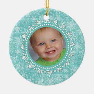 Foto och namn Babys för första julAqua Julgransprydnad Keramik