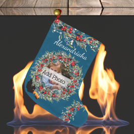 Foto och Namn Julkrans Anpassad Stor Julstrumpa