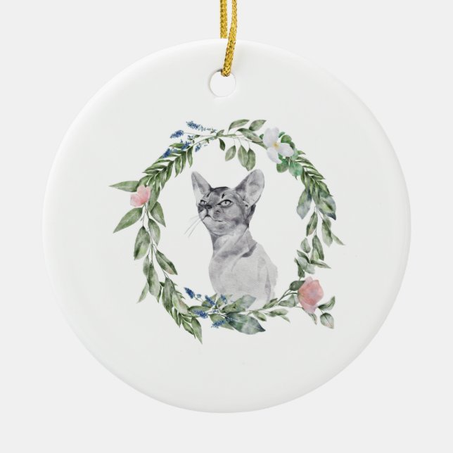Foto och Personlig för Pet Memorial Cat Julgransprydnad Keramik (Framsidan)