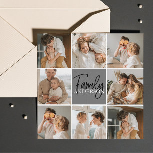 Foto och Personlig Grått Gift för Family Collage