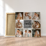 Foto och Personlig Grått Gift för Family Collage Canvastryck<br><div class="desc">Skapa en vacker och personlig familjesammanställning med åtta foton, tillsammans med en personlig familj namn i grått. Denna unika och tankeväckande gåva är en perfekt för att hedra minnet av speciella ögonblick och fira kärlek och band inom en familj. Samlingen innehåller åtta noggrant markerade foton som du kan tillhandahålla, visa...</div>