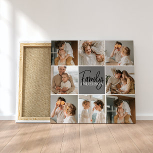 Foto och Personlig Grått Gift för Family Collage Canvastryck
