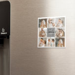 Foto och Personlig Grått Gift för Family Collage Magnet<br><div class="desc">Skapa en vacker och personlig familjesammanställning med åtta foton, tillsammans med en personlig familj namn i grått. Denna unika och tankeväckande gåva är en perfekt för att hedra minnet av speciella ögonblick och fira kärlek och band inom en familj. Samlingen innehåller åtta noggrant markerade foton som du kan tillhandahålla, visa...</div>