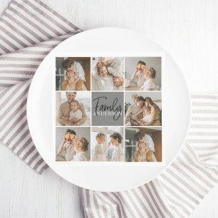 Foto och Personlig Grått Gift för Family Collage Pappersservett