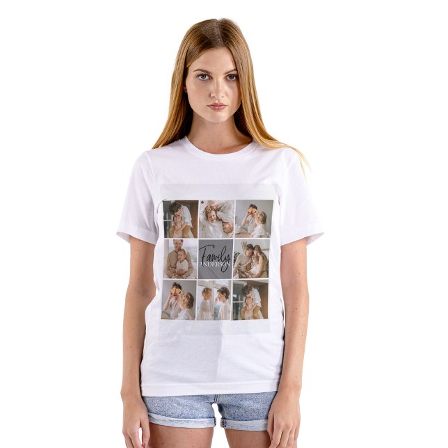 Foto och Personlig Grått Gift för Family Collage T Shirt (Skapare uppladdad)