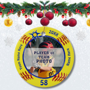 Foto och Personlig Softball Team Gift-idéer Julgransprydnad Keramik