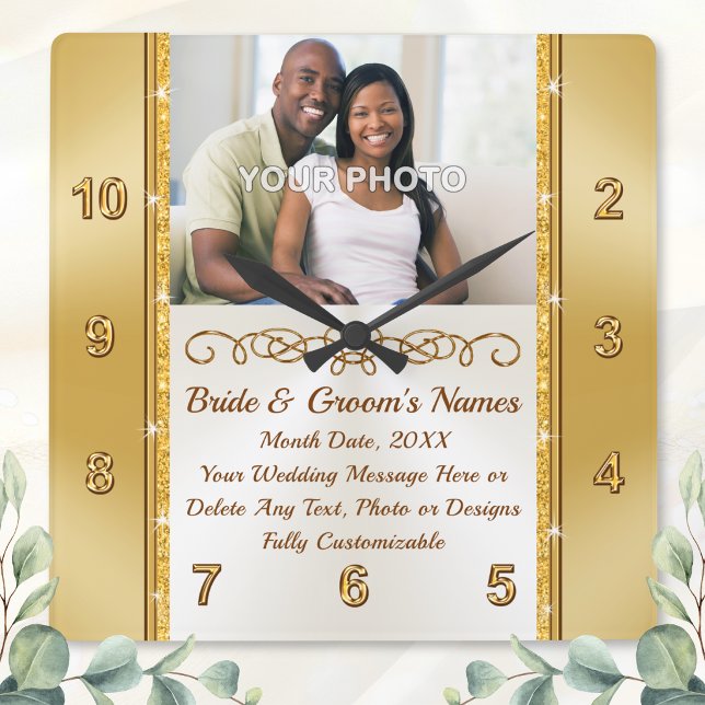 Foto och personlig väggklocka Bröllopspresent,  (Wedding clock gift. Personalized wedding clocks. Wall clock for marriage gift or anniversary clock.)