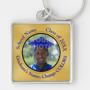 Foto- och personligstudenten Keychains Fyrkantig Silverfärgad Nyckelring