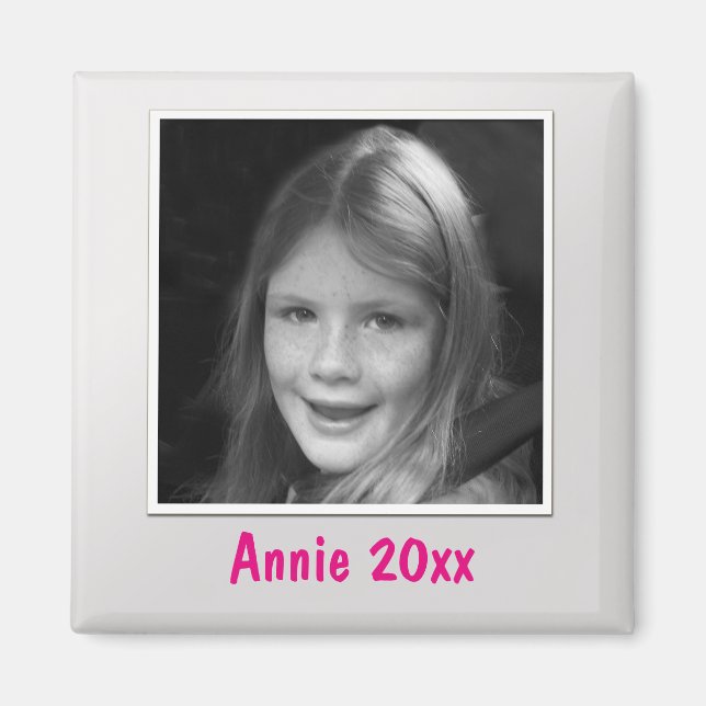 Foto och text för personlig Anpassningsbar Silver  Magnet (Framsidan)