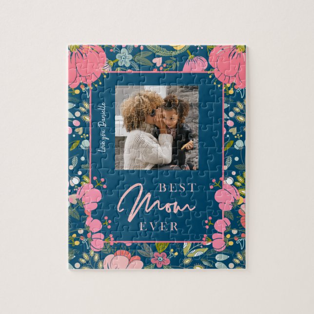 Foto och text i personligen Bästa mamma någonsin Pussel (Vertikal)