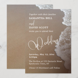 Foto och typografi av Sand & Foam Beach Photo & Ty Inbjudningar