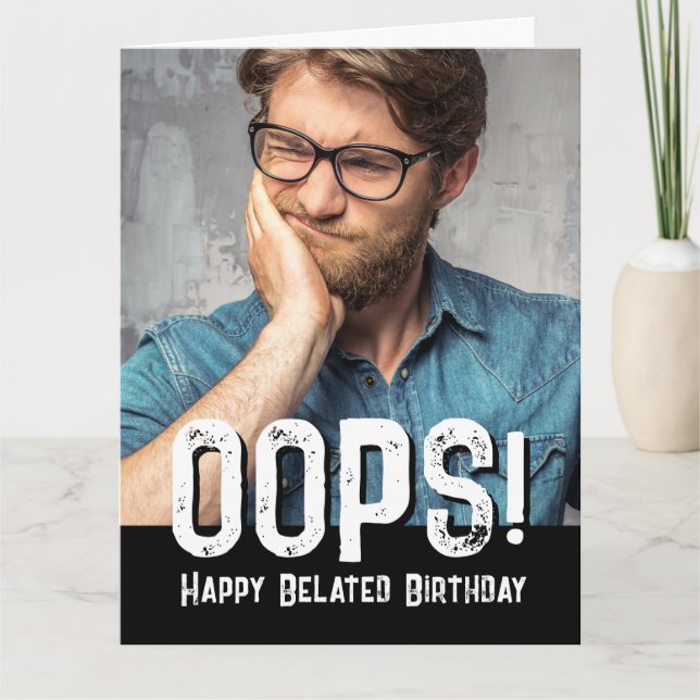 Foto- och typografiskt kort för begynnad födelseda (Framsida)