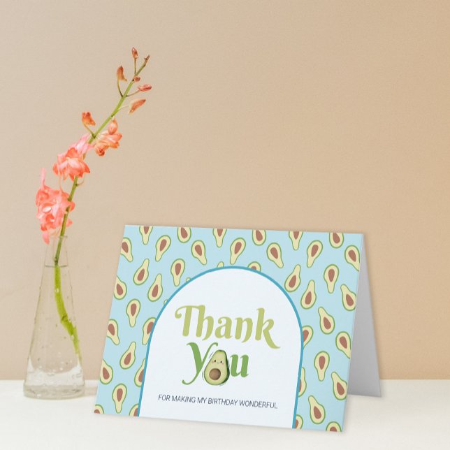 Foto Onederful Avokado 1-års Födelsedags Tacksamhe Inbjudan (Photo Onederful Avocado 1st Birthday ThankYou Card)