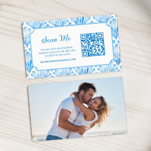 Foto Online RSVP QR-kod Blå Snigelskal Akvarell Tilläggskort