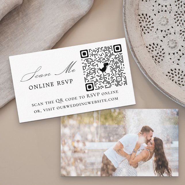 Foto Online RSVP QR-kod Vit Bröllop Tilläggskort (Skapare uppladdad)