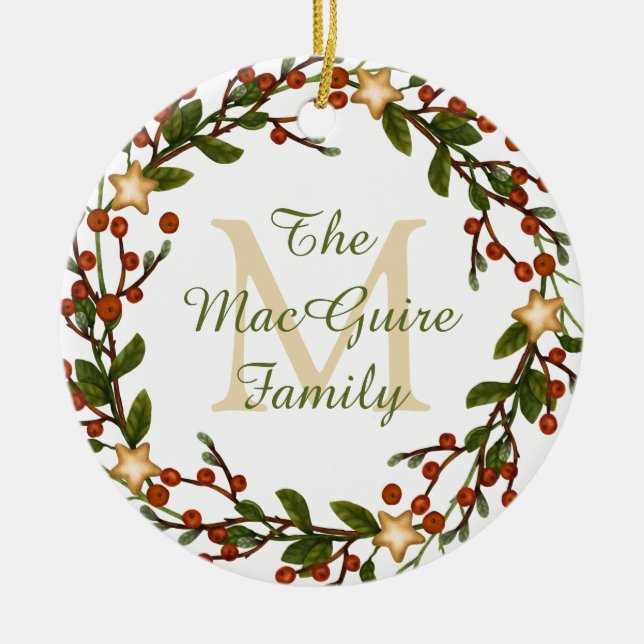 Foto Ornament jul Utandning Monogram Initial (Framsidan)