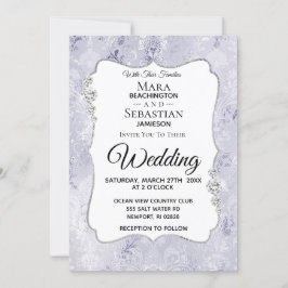 *~* Foto + OSA + QR Diamond Damask Wedding Inbjudningar