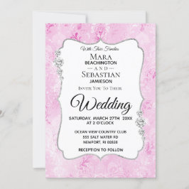 *~* Foto - OSA - QR Diamond Damask Wedding Inbjudningar
