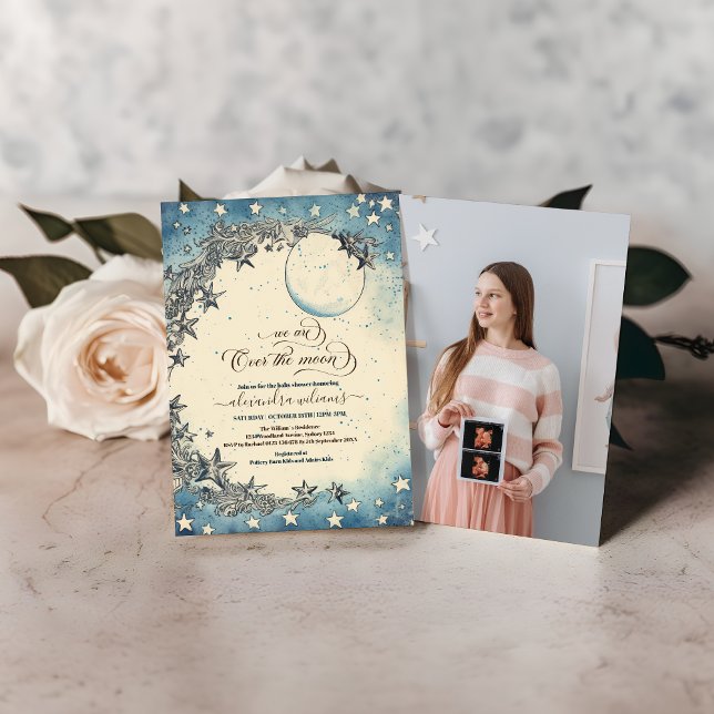 Foto över Måne Dreamy Baby Shower Inbjudningar (Skapare uppladdad)