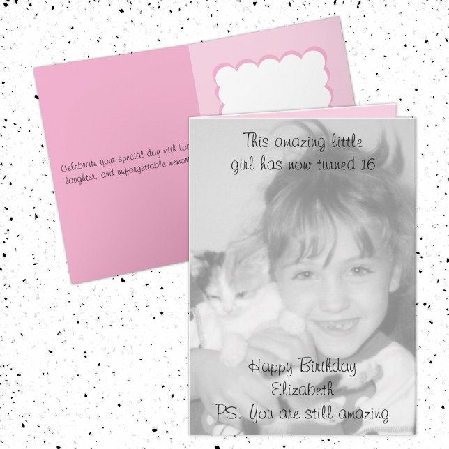 Foto på 16:e fantastisk rosa födelsedag kort (Skapare uppladdad)