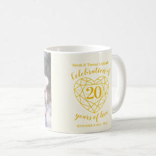Foto på 20-årsdagen gult anpassningsbar med diaman kaffemugg