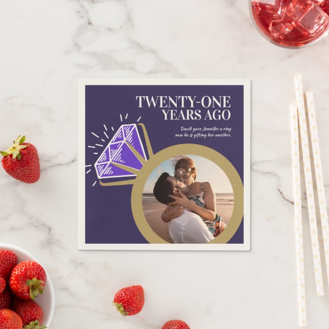 Foto på 21-årsdagen party Iolite lila ring Pappersservett (Insitu)