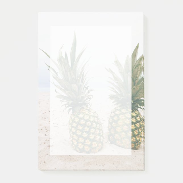 Foto på 2 ananas på en strand post-it block (Framsida)