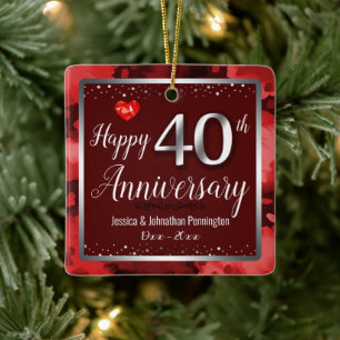 Foto på 40:e årsdagen av Lycklig-Bröllop Julgransprydnad Keramik
