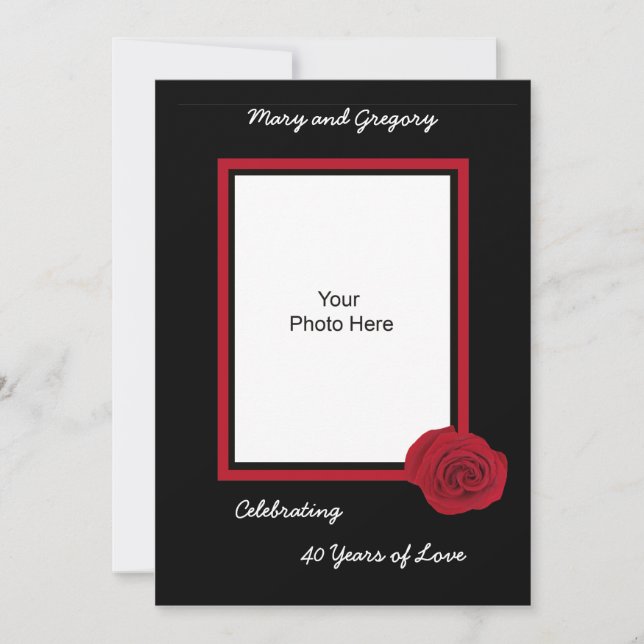 Foto på 40:e Bröllop-årsdagen av inbjudan (Framsida)