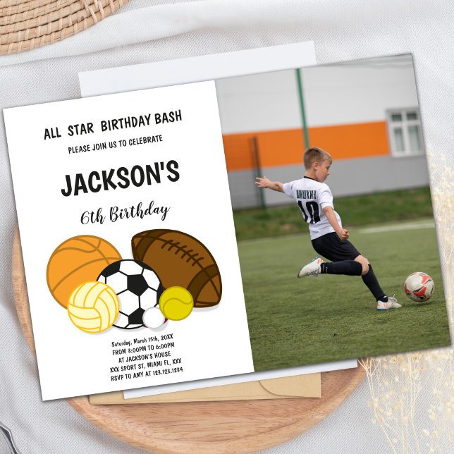 Foto på all Star Birthday Bash Sports-inbjudan Inbjudningar (All Star Birthday Bash Sports Invitations photo)