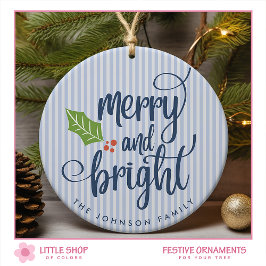 Foto på Anpassadet Merry och Bright Typography Julgransprydnad Keramik