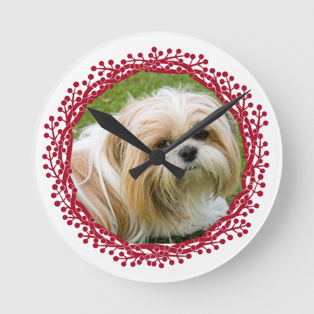 Foto på anpassningsbar av rött bärgningsgevär ram rund klocka (Framsida)