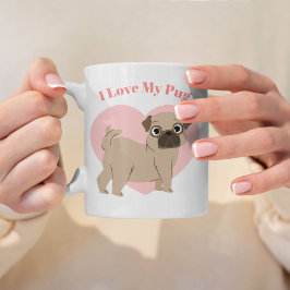 Foto på Anpassningsbar för skadlig Pug Illustratio Kaffemugg