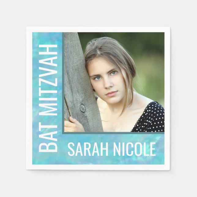 Foto på Anpassningsbarna bat mitzvah Blue Opal Gla Pappersservett (Framsidan)