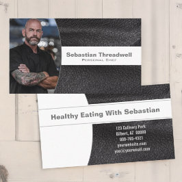 Foto på Anpassningsbarna för svart läder med perso Visitkort