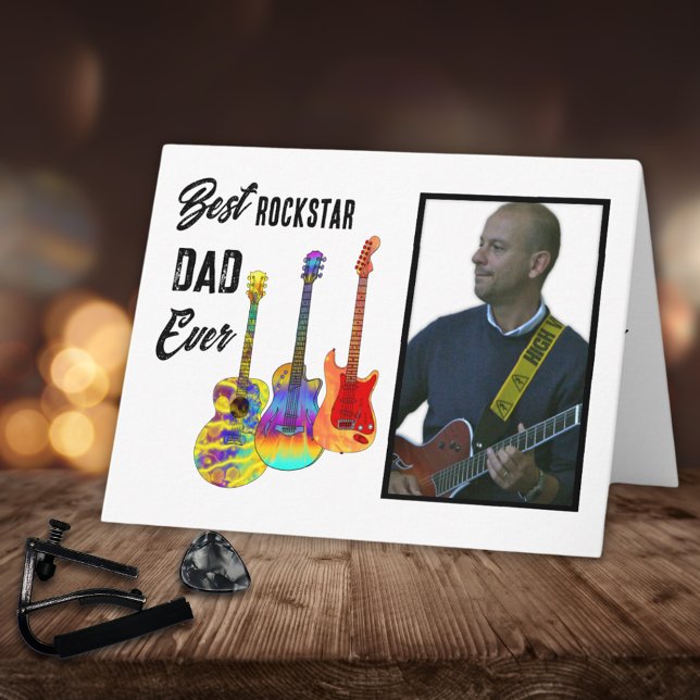 Foto på Anpassningsbarna Guitar Pappa i far Kort (Best rockstar dad ever custom photo Father’s Day greetings card)